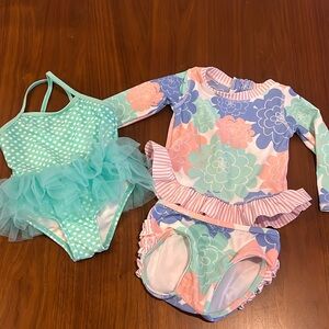 Ruffle butts swimsuits bundle 12-18 months